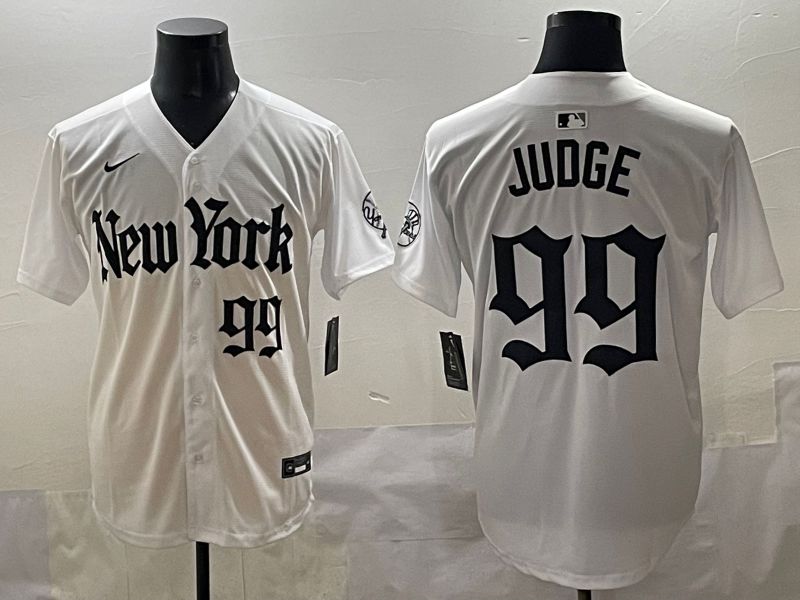 Men 2025 New York Yankees 99 Judge White Five generations Joint Name Nike MLB Jersey style 10